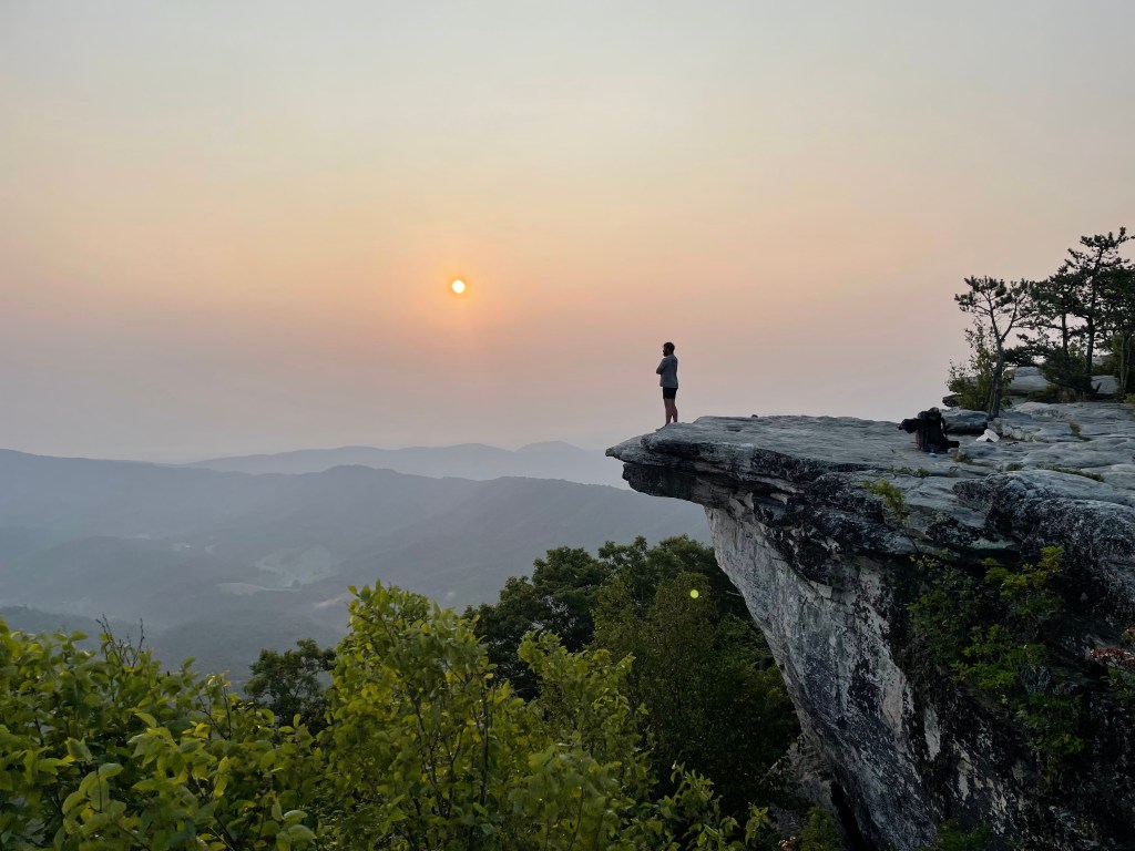 The view from McAfee Knob at sunrise.